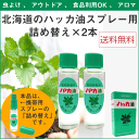 ハッカ油 スプレー用 詰め替え(本体無し) 12ml×2本 北海道 北見 ハッカ油スプレー 国産 虫よけ アウトドア アロマ ミント hakka メール便送料無料