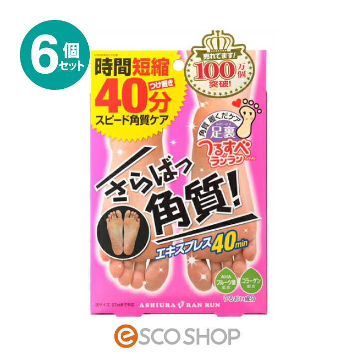 (6個セット) 足裏ランラン エキスプレス40min 30ml×2枚 1回分 まとめ買い 角質除去 足 かかと 角質 取り 足裏シート フットケア 足裏らんらん 送料無料