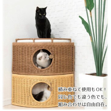 ラタン チーズハウス 猫ハウス(ねこハウス キャットハウス ねこベッド 仔犬 ネコ クッション 室内用 キャラメル ブラウン)(同梱不可)(送料無料)