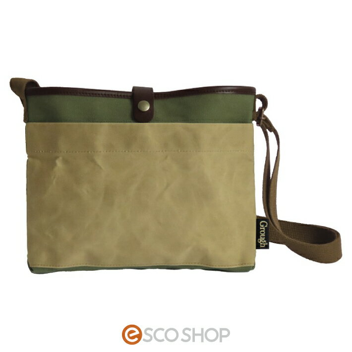 サコッシュベージュ×カーキ パラフィン加工 ハリ 経年変化 耐久性 バッグ ラフ 鞄 送料無料 メーカー直送 代引不可 同梱不可