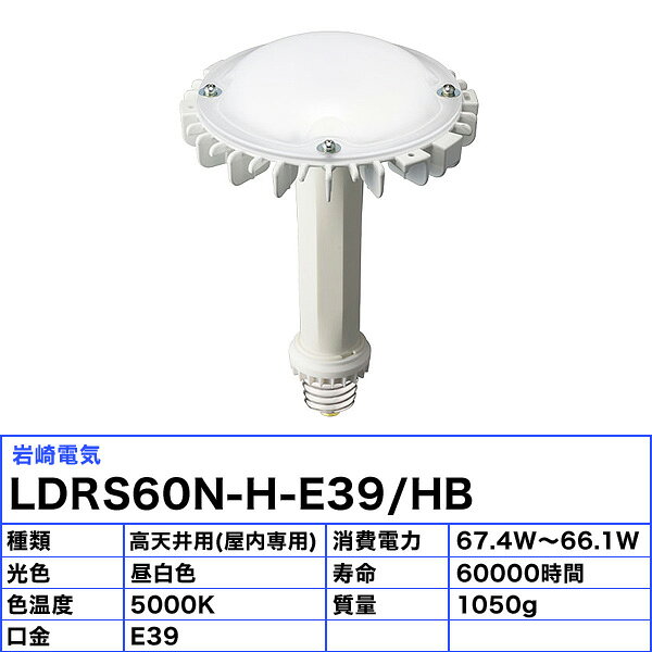 [3個セット]岩崎 IWASAKI LDRS60N-H-E39/HB LEDアイランプSP 高天井用 室内用 水銀...