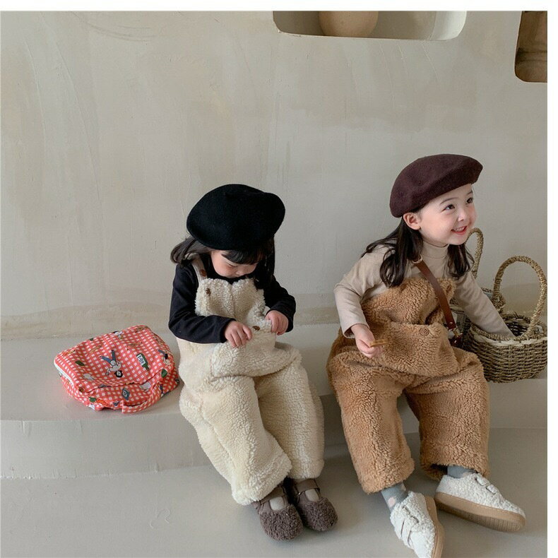 【クーポン配布中】キッズ サロペット ボア もこもこ 裏起毛 ベビー 男の子 女の子 オーバーオール キッズ 秋冬 秋 冬 春 ズボン ロンパース 子供服 子ども服 ロングパンツ ロンパース オールインワン 無地 シンプル 韓国 ベビー服 80 90 100 110 120 送料無料 3