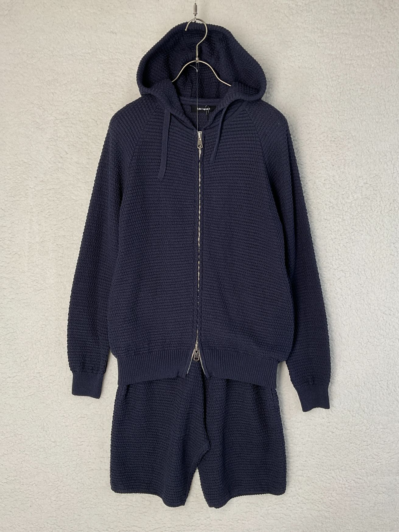 1piu1uguale3 ウノピゥウノウグァーレトレ 5 ネイビー ZIP HOODED、COMODO SHORTS コットンニッ