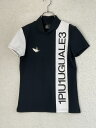 1PIU1UGUALE3 GOLF 1 ブラック×ホワイト CHEST SWITCHED S/S POLO バイカラーロゴ半袖ポロ