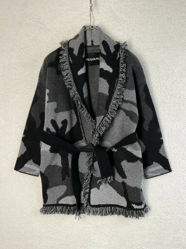 未使用 1piu1uguale3 ウノピゥウノウグァーレトレ 3 グレー FRINGE ROPE GOWN カモ柄 カシミヤ混 フ 未使用 1piu1uguale3 ウノピゥウノウグァーレトレ 3 グレー FRINGE ROPE GOWN カモ柄 カシミヤ混 フ