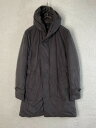 未使用 AKM L グレー STRETCH ECO SUEDE WRAP HOODED DOWN COAT エコスエードラップフー