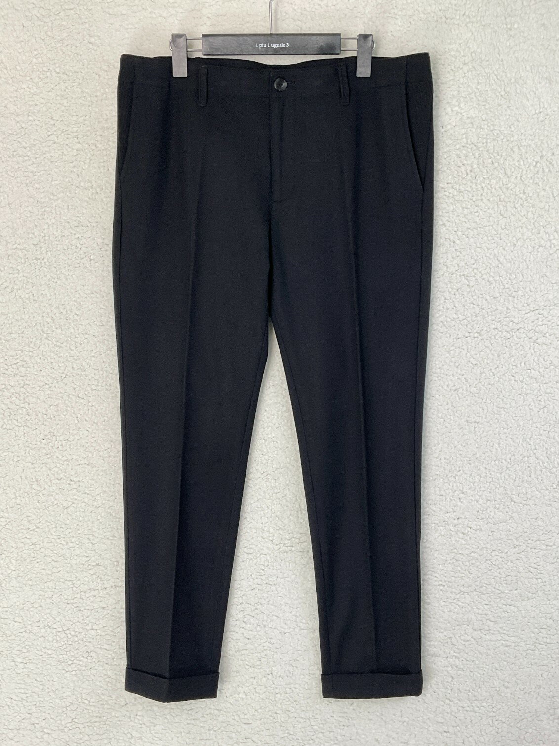 未使用 1piu1uguale3 ウノピゥウ 7 ブラック RIB TAPERED SLACKS リブテーパードスラックスパンツ