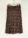 未使用 ISABEL MARANT イザベルマラン 34 ブラック×オレンジ 小花ペイズリー型押し総柄シルク混スカート