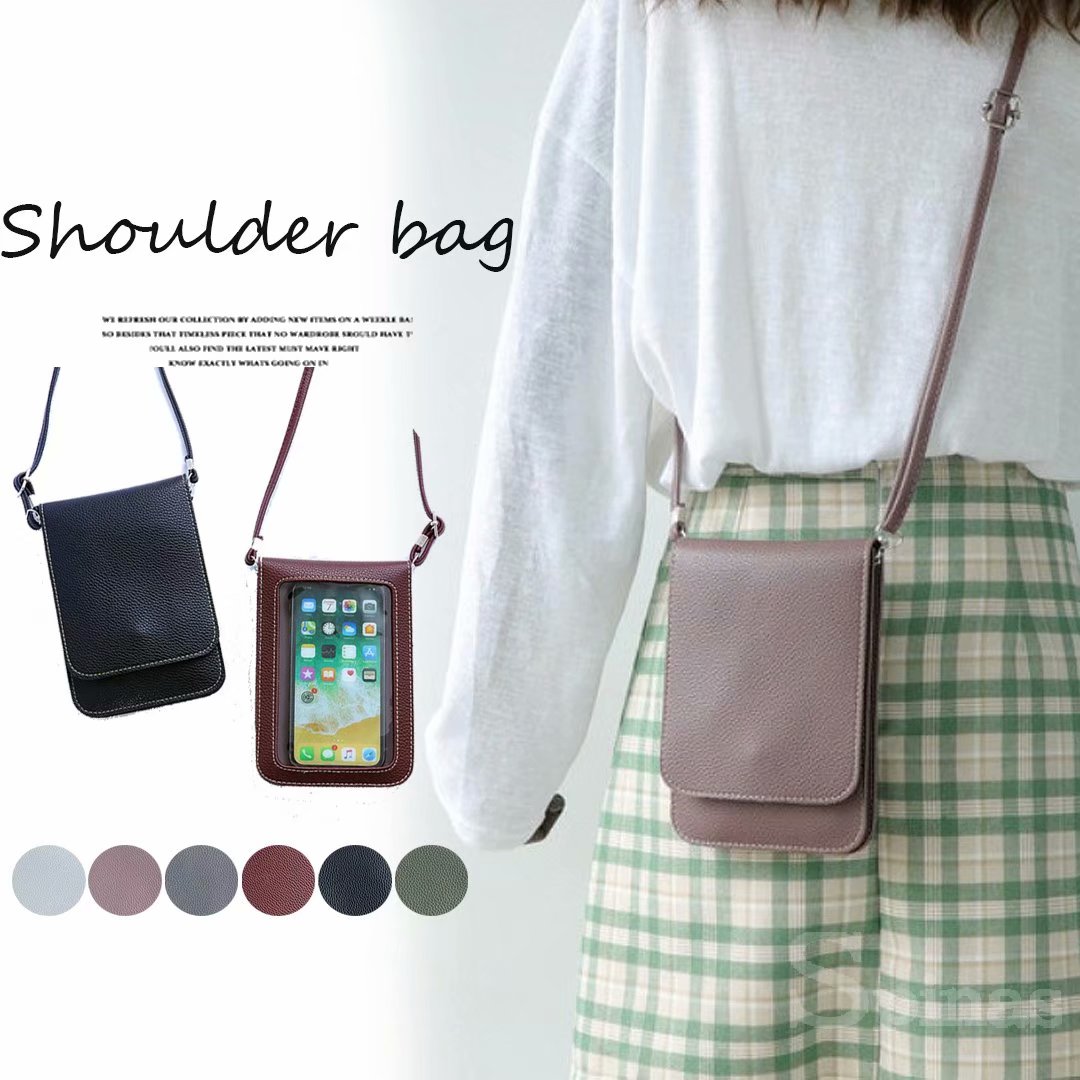スマホショルダーバッグ ミニバッグ 斜めかけ スマホポシェット 小物入れ 6色