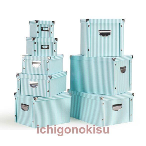 假髮, 假睫毛 - 収納ボックス フタ付き おしゃれ 折りたたみ 北欧 ダンボール 大容量 メモリアルボックス オシャレストライプ 無地