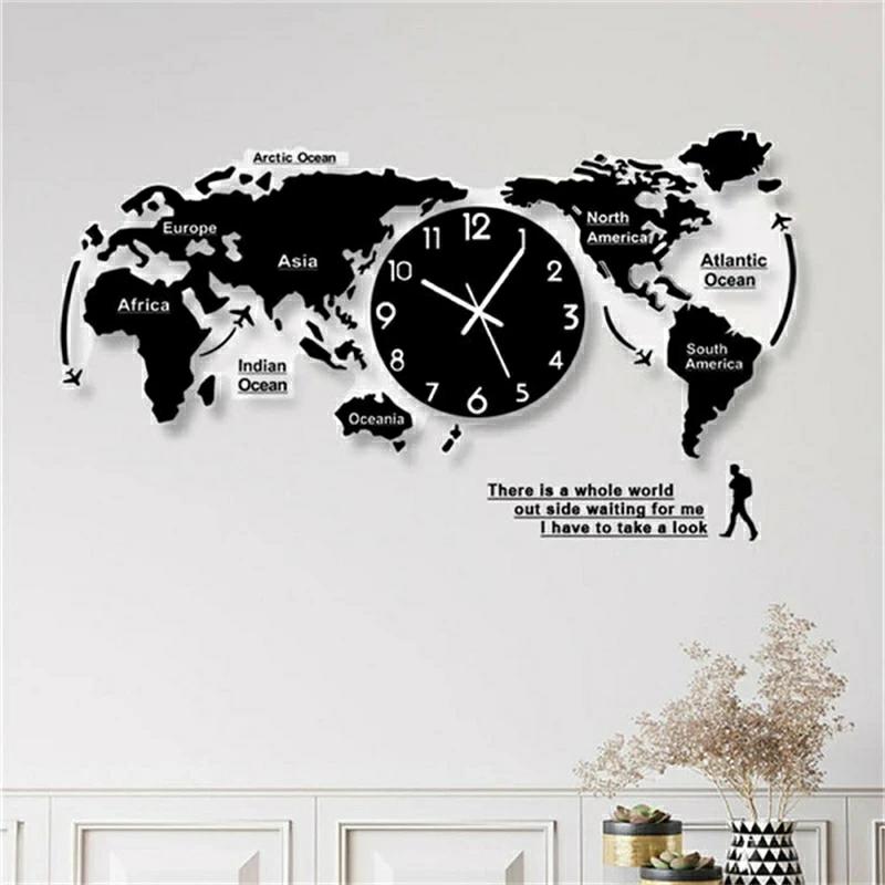 ブラック　世界地図 　S/M/L 壁掛け時計 時計　大きい 和室 インテリア 特大 時計 掛け時計 豪華 ナチ..