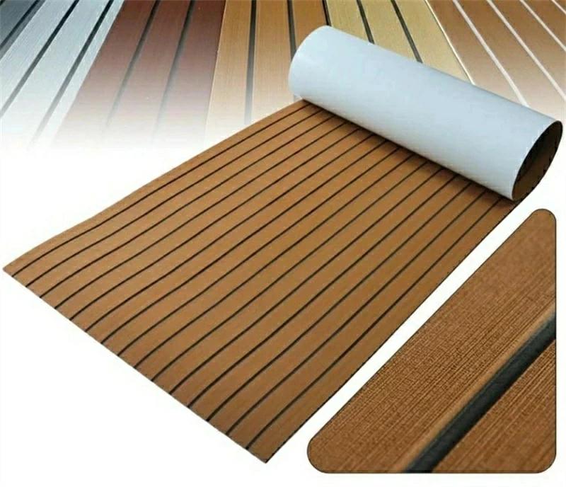 直形パターン 粘着性 滑り止めチーク材風 ヨットマリンボート フローリング マット アクセサリー モー..