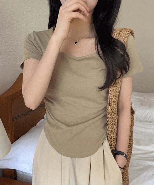 セージベーシックスクエアネックシャーリング半袖Tシャツ 半袖 Tシャツ レディース｜韓国 Dearlow｜コ..