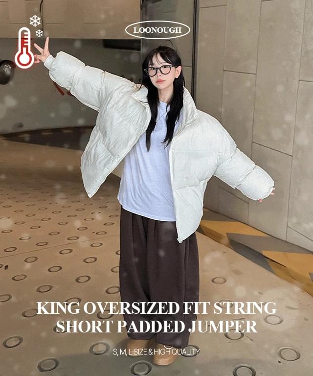 ワンオーバーフィットストリングショートダウンジャケット ダウンジャケット レディース｜韓国 Loonough｜コーディブック