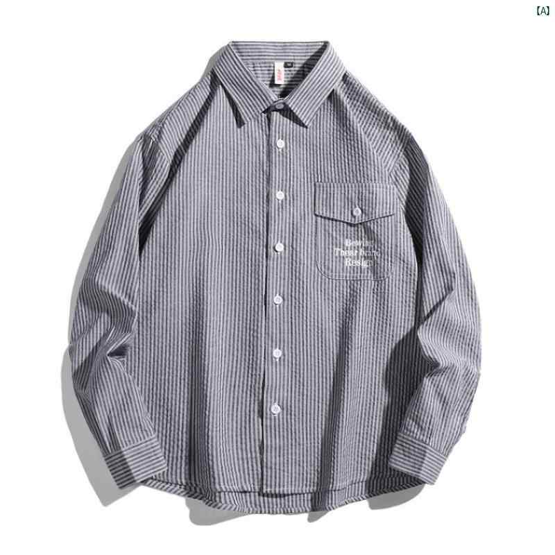 メンズ ファッション コーデ コットン カジュアル 縦縞 シャツ メンズ 長袖 春秋 2025 レトロ ジャケット