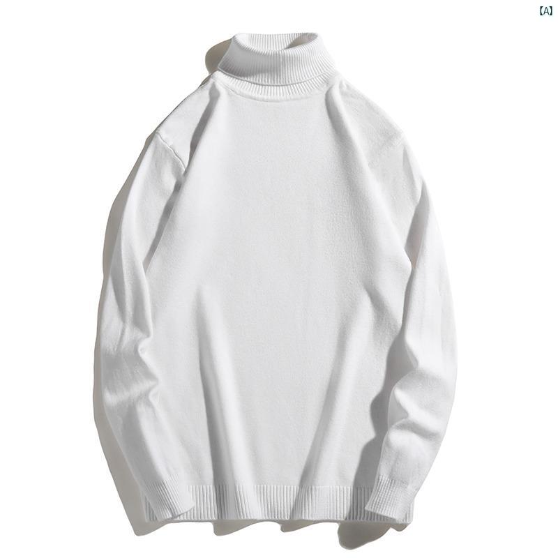 メンズ　ファッション　コーデ 2025 秋冬 メンズ ハイネック セーター 韓国 半 編み 無地 ボトム シャツ
