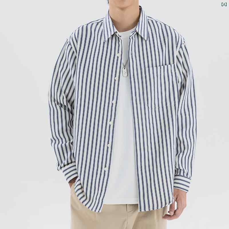 メンズ ファッション コーデ コットンストライプ シャツ メンズ 秋 長袖 ハイエンド カジュアル ジャケット