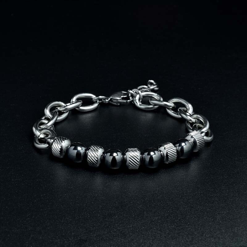 ブレスレット ステンレス チェーン ストーン フリーサイズ タイガー トラ メンズ 2022 スチール ナチュラル 溶岩 虎 目 アイズ 彼 調整可能 リンク アクセサリー