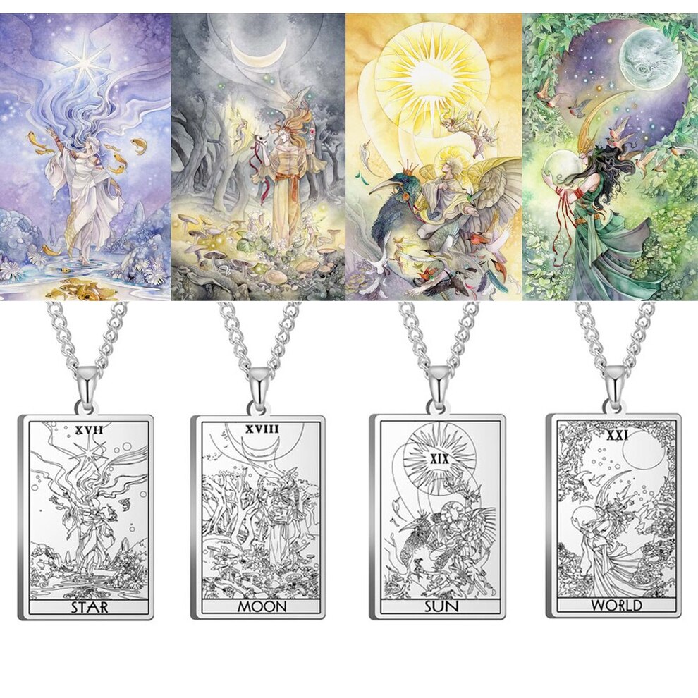 ペンダント ネックレス ステンレス メンズ 男性 Shadowscapes タロット ファースト セッティング カード 選考科目 アルカナ スチール ジュエリー