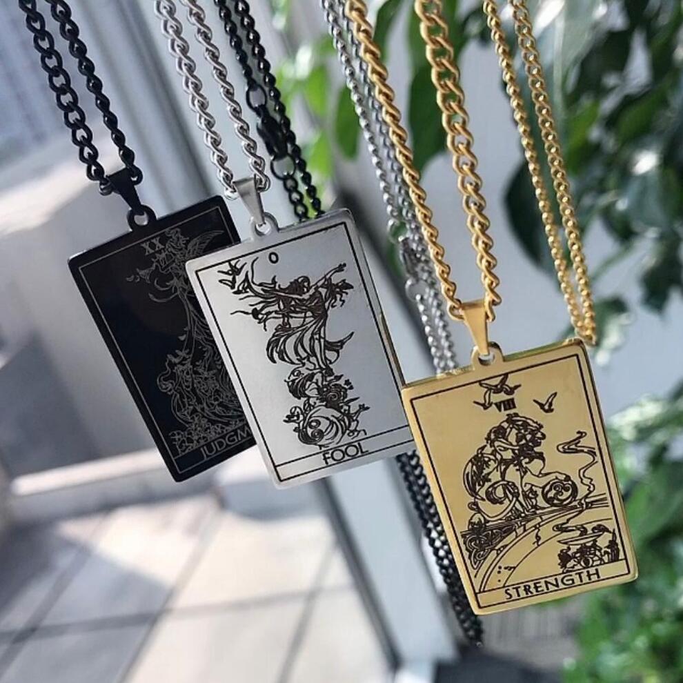 ペンダント ネックレス ステンレス メンズ 男性 Shadowscapes タロット ファースト セッティング カード 選考科目 アルカナ スチール ジュエリー