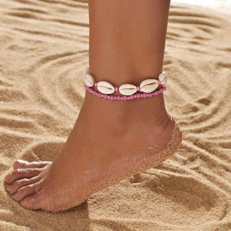 アンクレット レディース 女性用 ボヘミアン エスニック マリン風 マリンスタイル Y2K ピンク ビーズ ..
