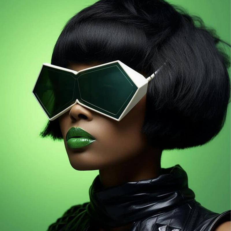 サングラス レディース 欧米 Y2K 未来パンク 不規則 変形デザイン UVカット UV400 フルリム おしゃれ ..