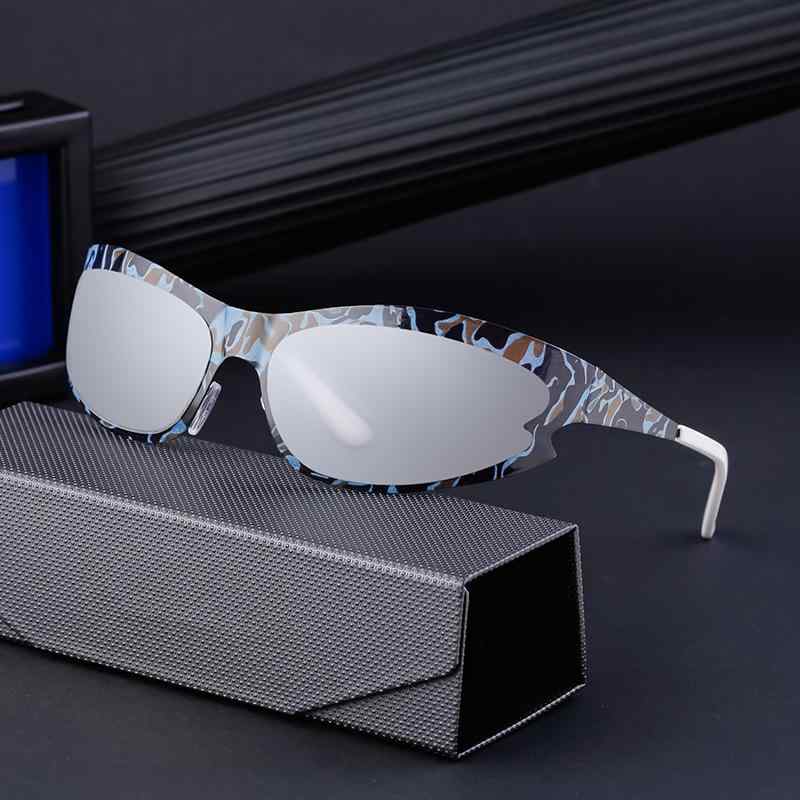 サングラス レディース Y2K ファッション キャットアイ サイクリング UV400カット 軽量 ポリカーボネー..