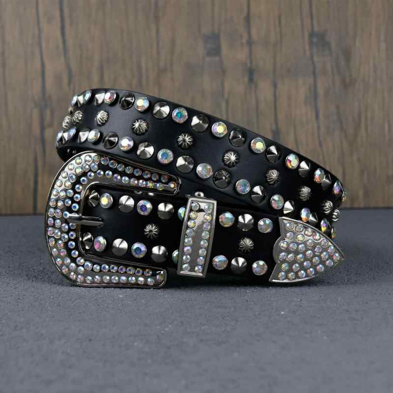 ベルト メンズ カジュアル 男性用 女性用 スタッズ 鋲 ラインストーン 金属パーツ ベルト ジーンズ デ..