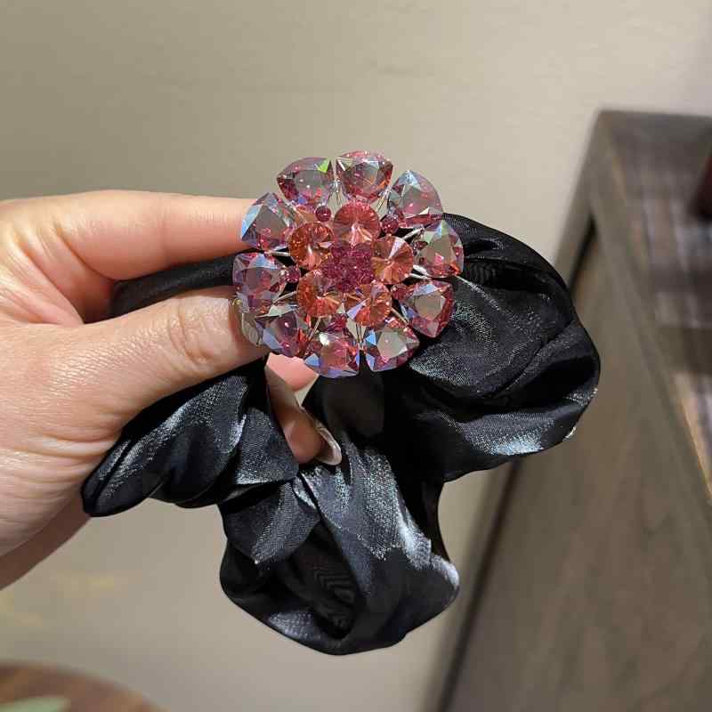 ヘアアクセサリー ヘアゴム 円形 ラインストーン シュシュ お団子ヘア ポニーテール 髪留め 韓国 東大..