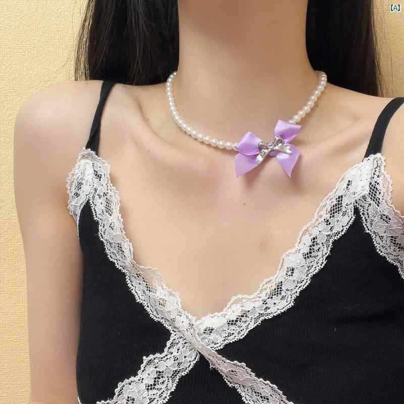 Y2K ファッション 2000 二重層 パールネックレス イヤリング レディース ライト 高級 鎖骨 チェーン ネックレス アクセサリー