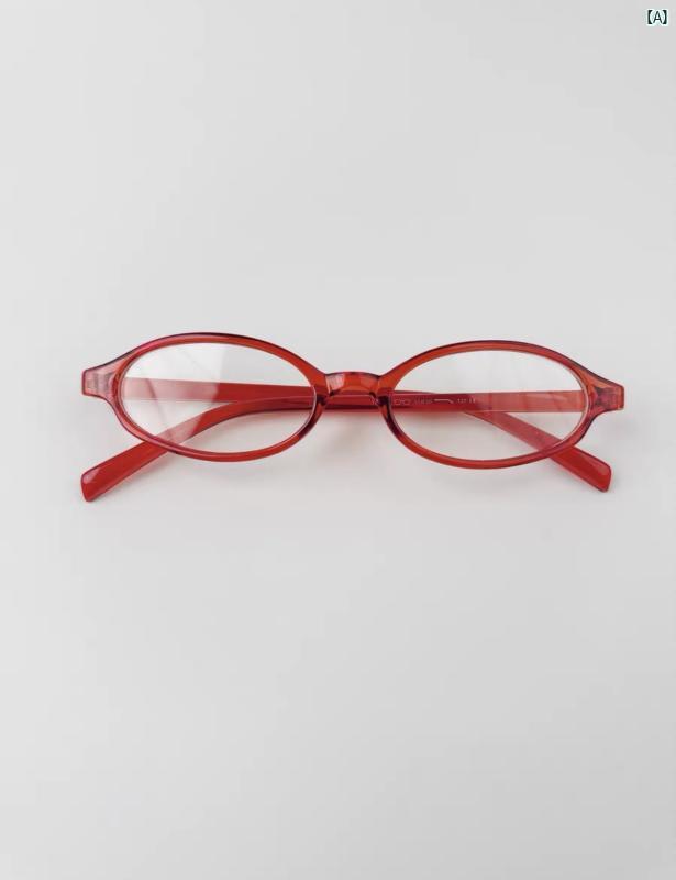 レディース　Y2K ファッション　2000代 二 次元 透明 レッド小 フレーム メガネ フラット ミラー Y 2 K..