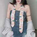 レディース ファッション 小物 スカーフ 柄 かわいい Y2K 平成 ワンポイント 島 サブカルチャー 2000 ミレニアム 二 次元 手結び ネクタイ ロング 小柄 スカーフ ヘッド バンド