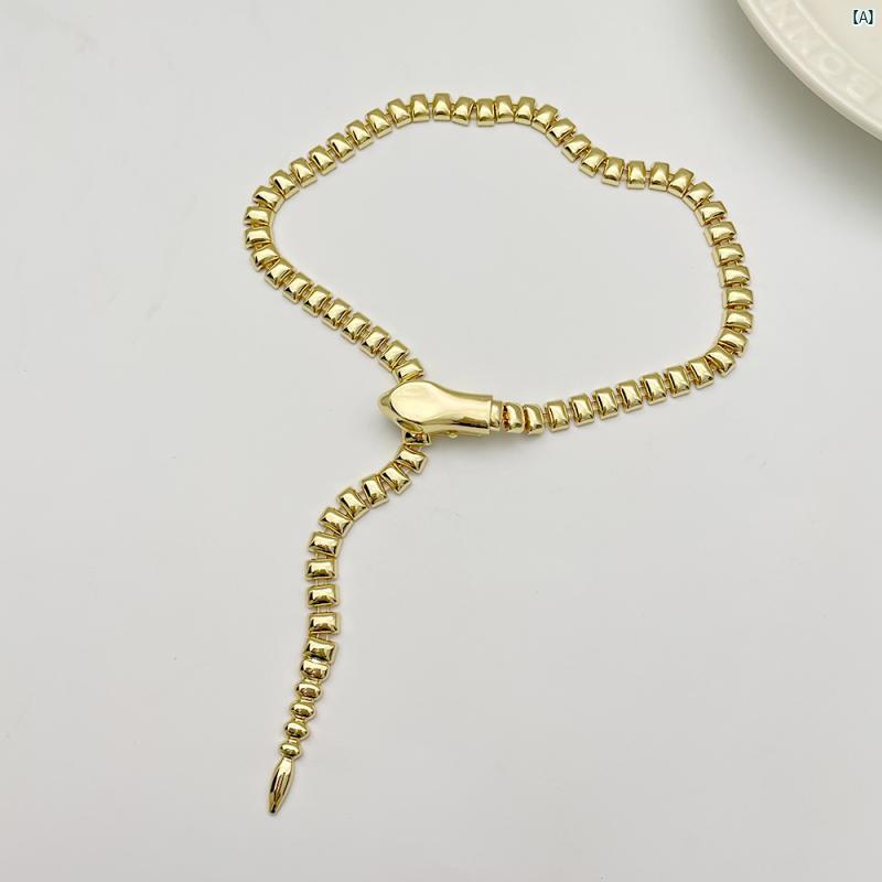 Y2K ファッション　2000 ク 義理 妹 金属 蛇形 レディース ネックレス レトロ 高級 鎖骨 チェーン 軽量 高級感 蛇 骨