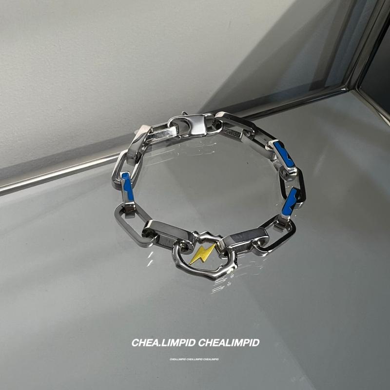 Y2K ファッション　2000代 CHALIMPID ライトニング ヘビーメタル チタン スチール ヒップ ホップ ハイエンド ブレスレット