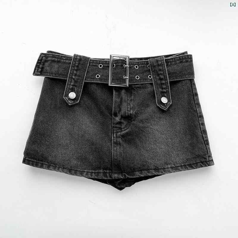 レディース Y2K ファッション 2000代 アメリカ スリム 夏 スリムフィット 露出 防止 厚手 ベルト レトロ スタイリッシュ ガール スカート ヒップ カバー
