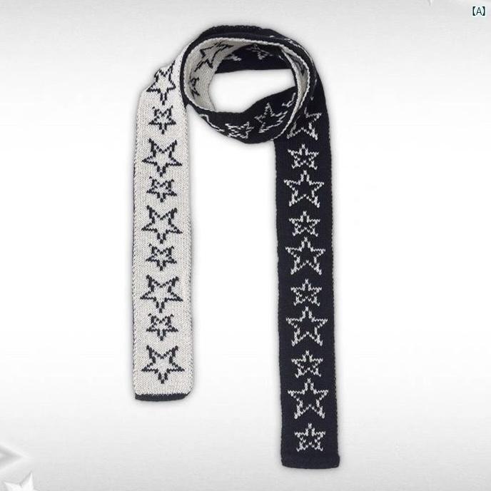 レディース Y2K ファッション 2000代 五芒星 コントラスト スカーフ グレー ピンク Y 2 k スタイリッシュ ガール ミレニアム ニット パンク サブカルチャー 秋冬 衣装