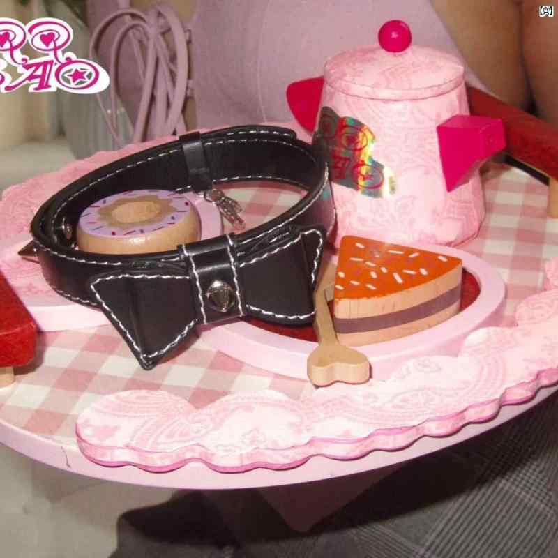 レディース Y2K ファッション 2000代 悪魔 素材 ブラック リボン カラー レザー かわいい 人形 調節可能 チョーカー