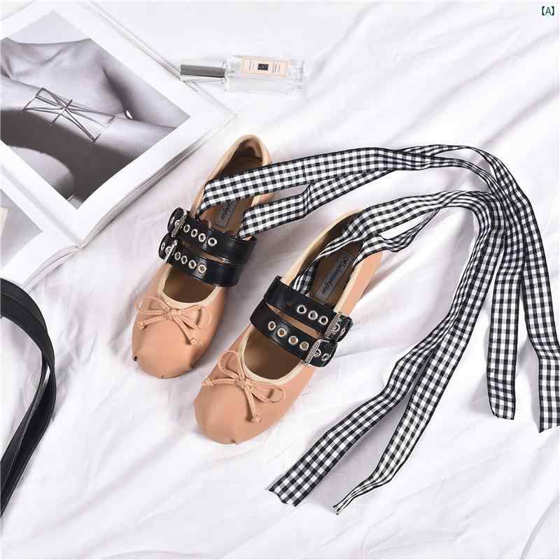 Rakuten - レディース　Y2K ファッション　2000代 バレエ コア シューズ クロス ストラップ レトロ ガール ジェニー フラット メリージェーン