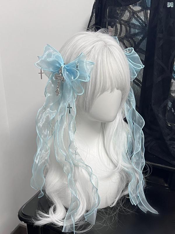 レディース　Y2K ファッション　2000 マイン カチューシャ ヘアピン ダブル ポニーテール アクセサリー オタク サブカルチャー 水彩(4)