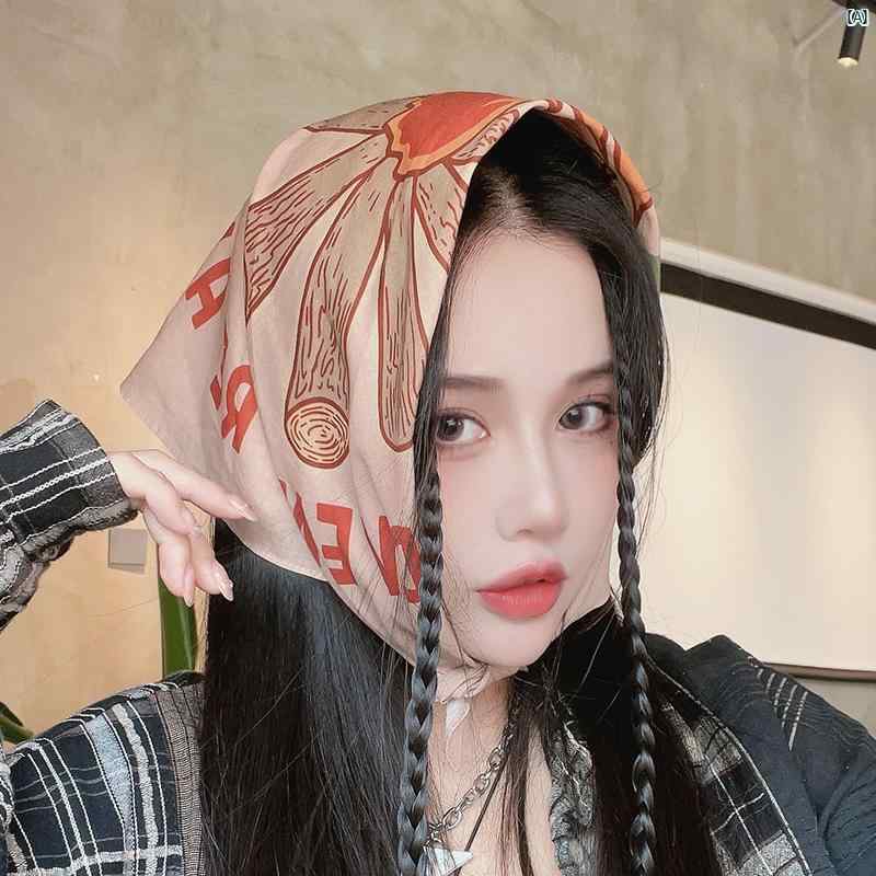 レディース ファッション 小物 スカーフ 柄 かわいい Y2K 平成 ワンポイント 島 キャンプ アメリカン レトロ コットン スクエア スカーフ チューブ トップ ベルト 夏 屋外 サイクリング メンズファッション