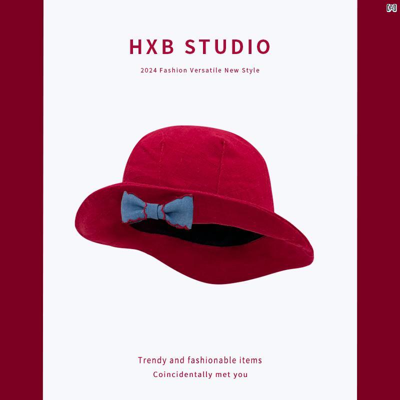 ハット　帽子　かわいい　オシャレ　Y2K かわいい 小柄 ミートボール ボウ フィッシャーマン ハット 顔..