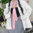 レディース ファッション 小物 スカーフ 柄 かわいい Y2K 平成 ワンポイント 新 ピンク 千鳥格子 ネクタイ シャツ カレッジ 装飾 ブラウン スカーフ メンズ レトロ
