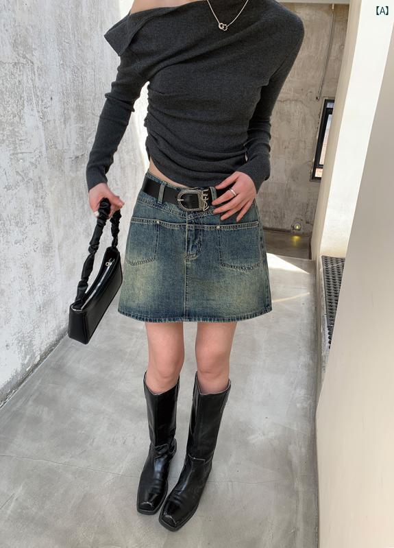 楽天いーしょっぷ柳レディース　Y2K アーバンファッション　海外ファッション　レディース　おしゃれ 羅 辺 サマー パーティー ショート デニムスカート レトロ スタイリッシュ ガール スリム スカート ヒップ カバー