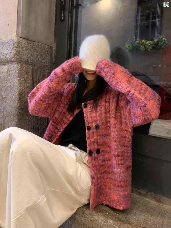 レディース　Y2K アーバンファッション　海外ファッション　レディース　おしゃれ Luobian ウール セーター カーディガン 秋冬 スリム 長袖 ハイエンド ニットカーディガン(4.0)