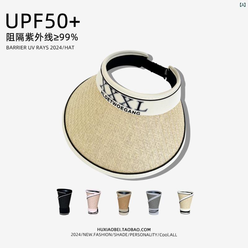 乐天商城 - ハット　帽子　かわいい　オシャレ　Y2K UPF 50 つば広 ブラック プラスチック サンハット 夏 屋外 サイクリング サンシェード UV対策 空 ハット 折りたたみ 男性