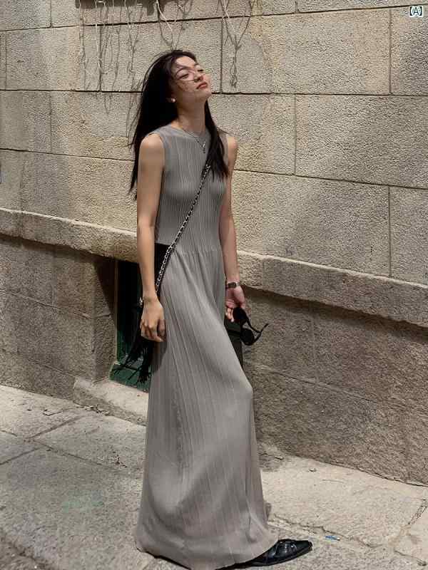 レディース Y2K アーバンファッション 海外ファッション レディース おしゃれ Luobian 50 Shades of Grey リラックス ピット ベスト ニット ドレス 秋 ベース スカート