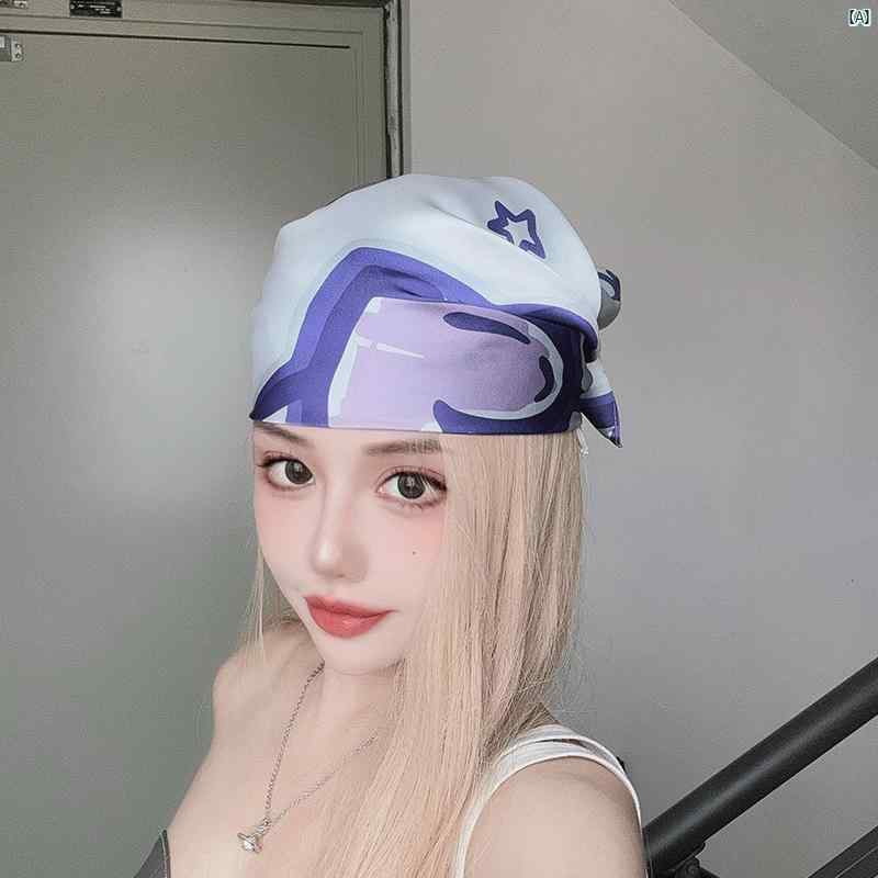 乐天商城 - レディース　ファッション　小物　スカーフ　柄　かわいい　Y2K 平成　ワンポイント 島 スタイリッシュ ガール y 2 k ミレニアム 紫 スカーフ 音楽 祭 スクエア
