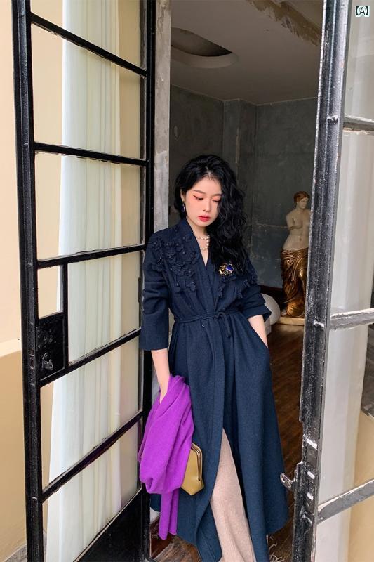 楽天いーしょっぷ柳レディース　ファッション　オシャレ　かわいい　綺麗　大人ファッション　Y2K 　個性的　海外風 Ru Romance 立体 花 刺繍 〜 帯 ウールカーディガン