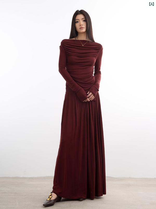 Rakuten - レディース　Y2K アーバンファッション　海外ファッション　レディース　おしゃれ Luobian スーツ 2点 春夏 トップ スワン ライン カラー 長袖 ノースリーブ スカート スリム レディース