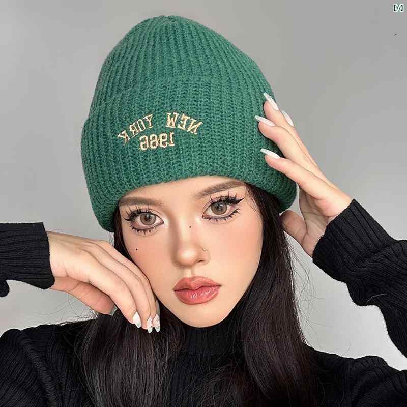 レディース ファッション 小物 スカーフ 柄 かわいい Y2K 平成 ワンポイント スタイリッシュ ガール ニット 帽子 アメリカン レトロ ヒップ ホップ ストリート ダンス メンズ ビッグ ヘッド ウール